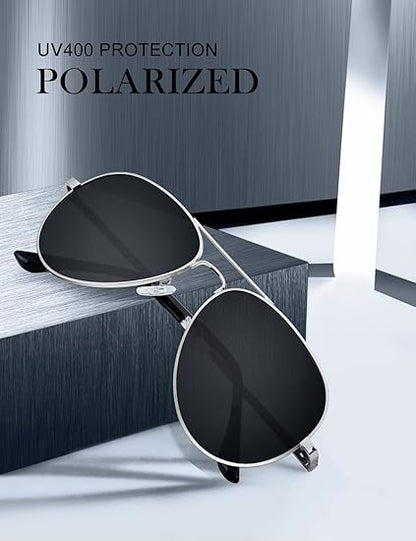 Polarized Aviator Sunglasses for Men and Women, Premium Metal Frame