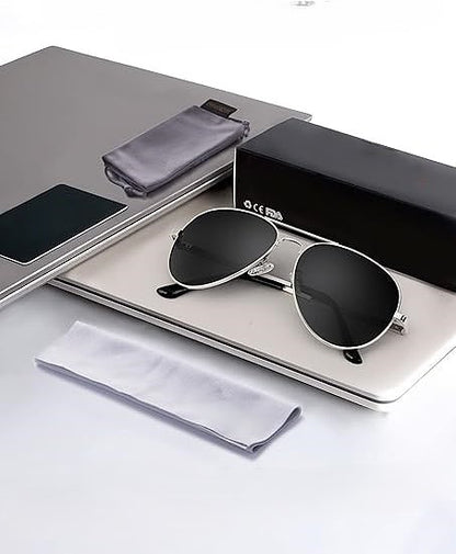 Polarized Aviator Sunglasses for Men and Women, Premium Metal Frame