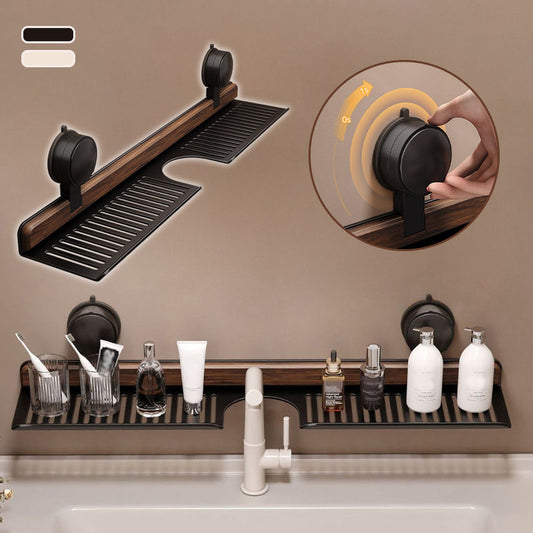 Time-limited Special 50% OFF Walnut Suction Cup Bathroom Shelf